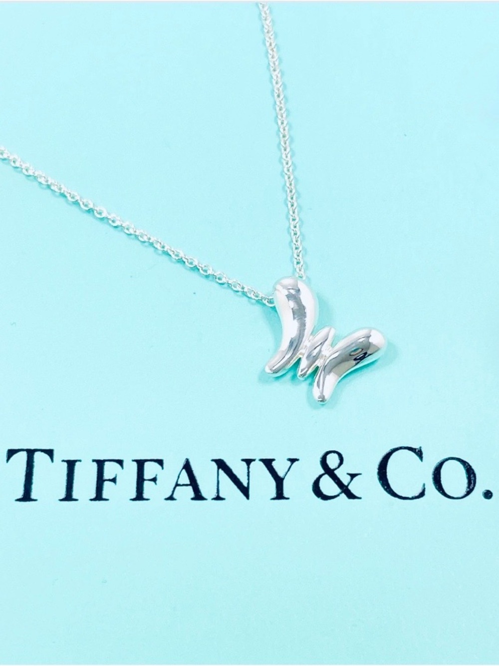 Rare Tiffany Elsa Peretti Butterfly Pendant Necklace Sterling Silver Retired 16”